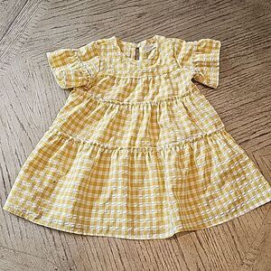 3T yellow gingham doll dress